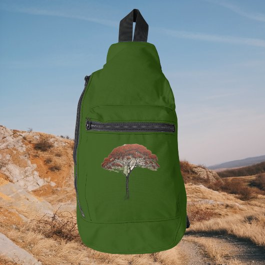 Elegant Rowan Tree Design op een Smart Green Sling Bag