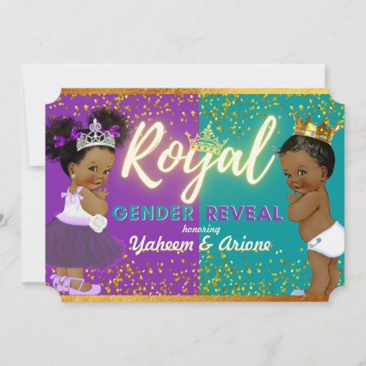 Elegant Royal African Gender onthullen Paars en Bl Kaart (Voorkant)