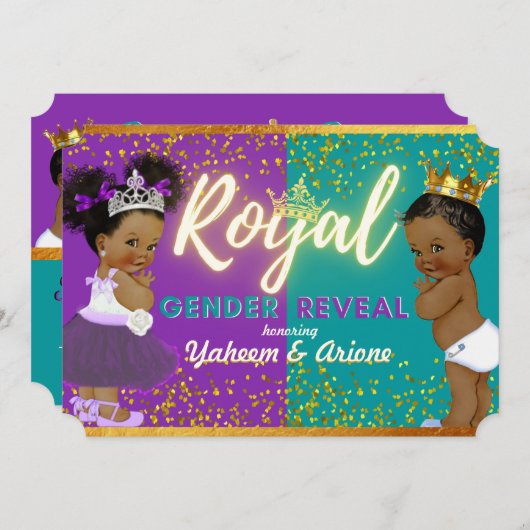 Elegant Royal African Gender onthullen Paars en Bl Kaart (Voorkant / Achterkant)