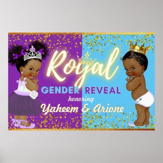 Elegant Royal African Gender onthulling Paars & Bl Poster (Voorkant)