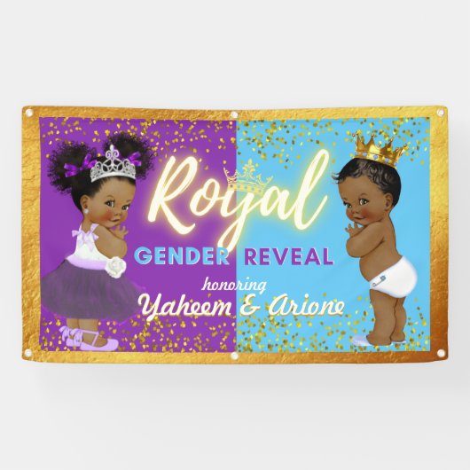 Elegant Royal African Gender onthulling Paars & Bl Spandoek (Horizontaal)