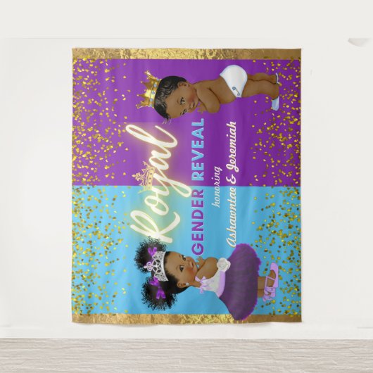 Elegant Royal African Gender onthulling Paars & Bl Wandkleed (Voorkant)