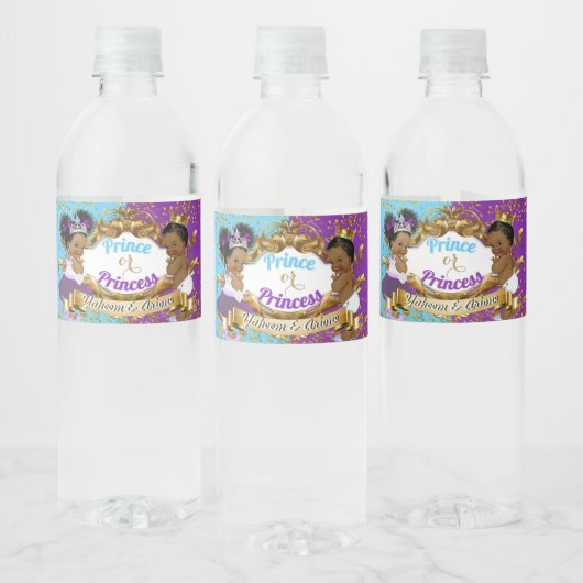 Elegant Royal African Gender onthulling Paars & Bl Waterfles Etiket (Flessen)