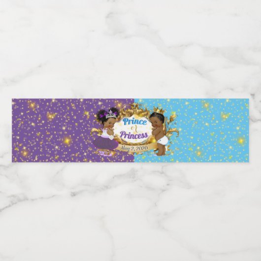 Elegant Royal African Gender onthulling Paars & Bl Waterfles Etiket (Enkel label)