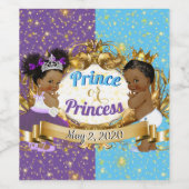 Elegant Royal African Gender onthulling Paars & Bl Wijn Etiket (Enkel label)