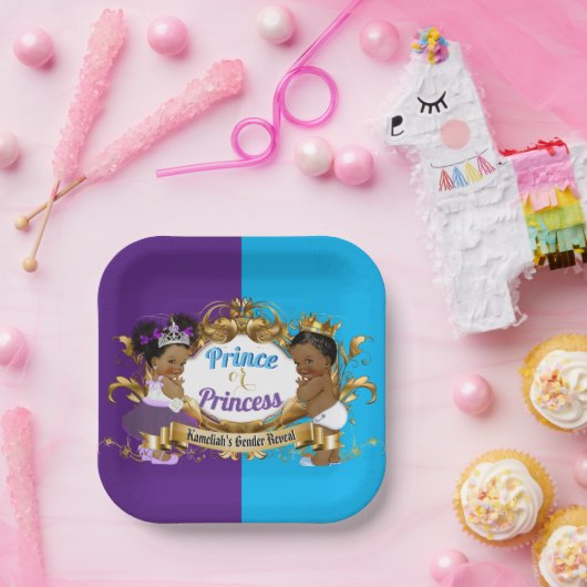 Elegant Royal African Paars & Blue Gender Reopenba Papieren Bordje (Feest)