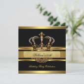 Elegant Royal Black Gold Birthday Prince Kaart (Staand voorkant)