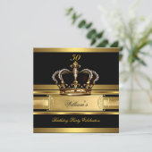 Elegant Royal Black Gold Birthday Prince King 2 Kaart (Staand voorkant)