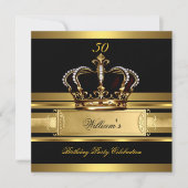 Elegant Royal Black Gold Birthday Prince King 2 Kaart (Voorkant)