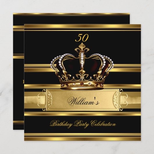 Elegant Royal Black Gold Birthday Prince King 2a Kaart (Voorkant / Achterkant)
