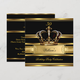 Elegant Royal Black Gold Birthday Prince King 2a Kaart