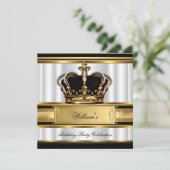 Elegant Royal Black Gold Birthday Prince King 2B Kaart (Staand voorkant)
