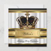 Elegant Royal Black Gold Birthday Prince King 2B Kaart (Voorkant)
