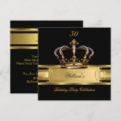 Elegant Royal Black Gold Birthday Prince King 3 Kaart (Voorkant / Achterkant)