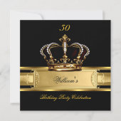 Elegant Royal Black Gold Birthday Prince King 3 Kaart (Voorkant)
