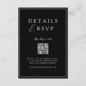 Elegant Royal Black QR Code Wedding RSVP  Informatiekaartje (Voorkant)