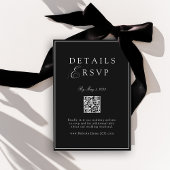Elegant Royal Black QR Code Wedding RSVP  Informatiekaartje