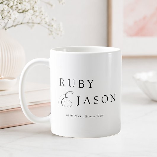 Elegant Royal Black Script Huwelijk Koffiemok