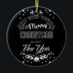 Elegant Royal Black White Merry Christmas Ornament<br><div class="desc">Uniek en mooi ontwerp in zwart-wit. U bent welkom om mijn winkel te bezoeken voor mooiere producten.</div>