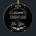 Elegant Royal Black White Merry Christmas Ornament<br><div class="desc">Uniek en mooi ontwerp in zwart-wit. U bent welkom om mijn winkel te bezoeken voor mooiere producten.</div>