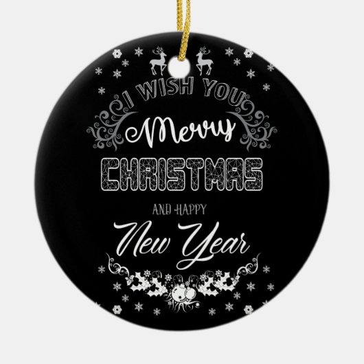 Elegant Royal Black White Merry Christmas Ornament (Voorkant)