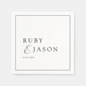 Elegant Royal Black & White Script Wedding Servet (Voorkant)