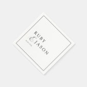 Elegant Royal Black & White Script Wedding Servet (Hoek)