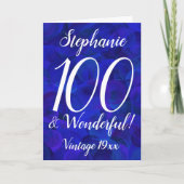 Elegant Royal Blue 100 en geweldige naam Birthday Kaart (Voorkant)