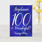 Elegant Royal Blue 100 en geweldige naam Birthday Kaart (Gele Bloem)