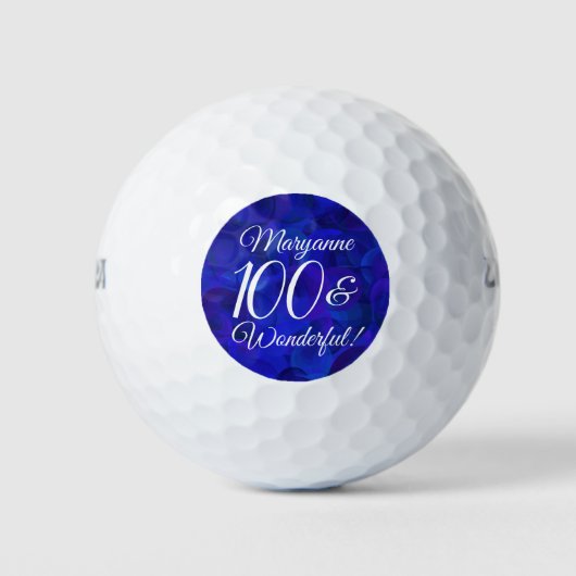 Elegant Royal Blue 100 en Wonderful Birthday Golfballen (Voorkant)