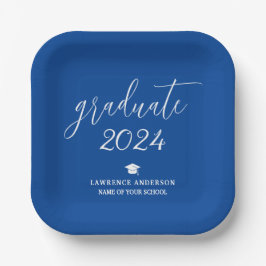 Elegant Royal Blue 2024 Afstuderen Afstudeerfeest Papieren Bordje