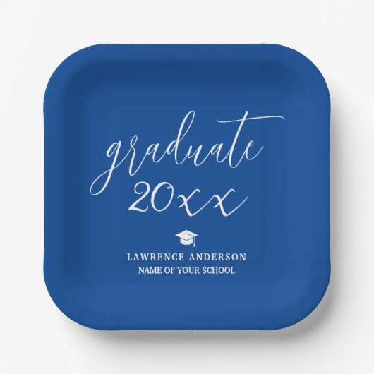 Elegant Royal Blue 2024 Afstuderen Afstudeerfeest Papieren Bordje (Voorkant)