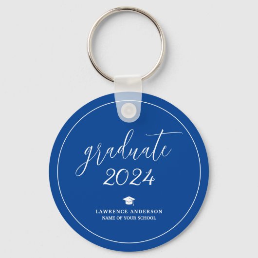Elegant Royal Blue 2024 Afstuderen Afstuderen Sleutelhanger (Voorkant)