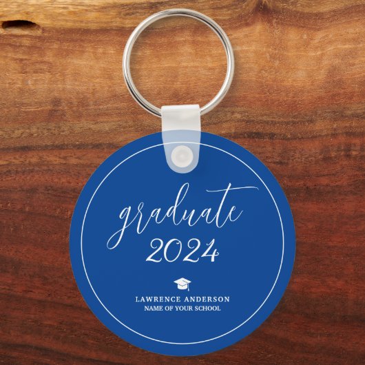 Elegant Royal Blue 2024 Afstuderen Afstuderen Sleutelhanger (Voorkant)