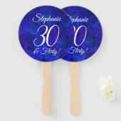 Elegant Royal Blue 30 en Flirty Birthday Handwaaier (Voorkant en achterkant)