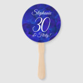 Elegant Royal Blue 30 en Flirty Birthday Handwaaier (Voorkant)