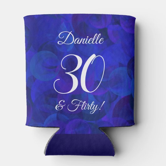 Elegant Royal Blue 30 en Flirty Birthday Party Blikjeskoeler (Achterkant)