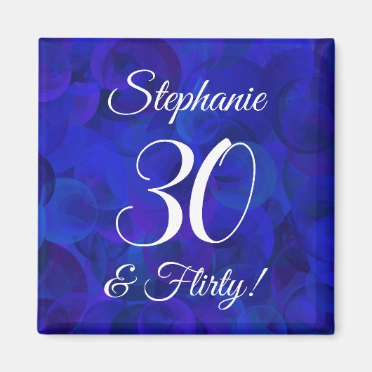 Elegant Royal Blue 30 en Flirty Birthday Party Magneet (Voorkant)