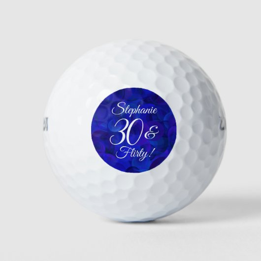 Elegant Royal Blue 30 & Flirty Birthday Party Golfballen (Voorkant)