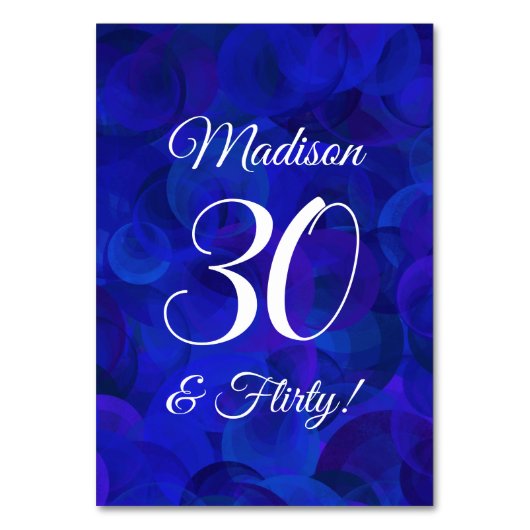 Elegant Royal Blue 30 & Flirty Birthday Party Kaart (Voorkant)