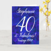 Elegant Royal Blue 40 en Fabulous Birthday Kaart (Gele Bloem)