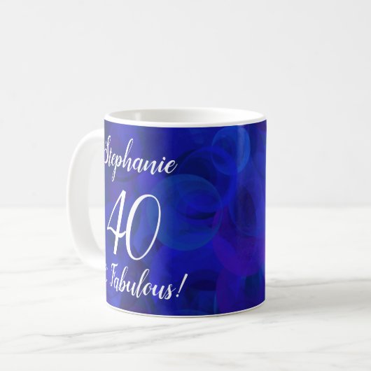 Elegant Royal Blue 40 en Fabulous Birthday Koffiemok (Voorkant links)