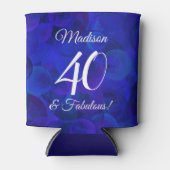 Elegant Royal Blue 40 en Fabulous Birthday Party Blikjeskoeler (Voorkant)