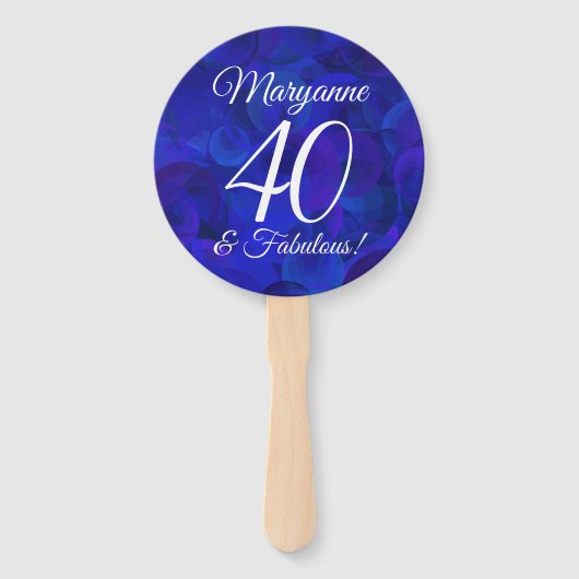 Elegant Royal Blue 40 en Fabulous Birthday Party Handwaaier (Achterkant)