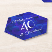 Elegant Royal Blue 40 en Fabulous Birthday Party Kartonnen Onderzetters (Schuin)