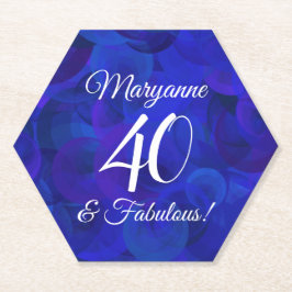 Elegant Royal Blue 40 en Fabulous Birthday Party Kartonnen Onderzetters