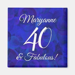 Elegant Royal Blue 40 en Fabulous Birthday Party Magneet