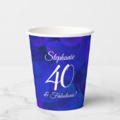 Elegant Royal Blue 40 en Fabulous Birthday Party Papieren Bekers (Achterkant)