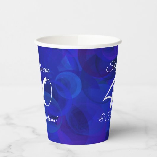 Elegant Royal Blue 40 en Fabulous Birthday Party Papieren Bekers (Links)