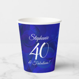 Elegant Royal Blue 40 en Fabulous Birthday Party Papieren Bekers